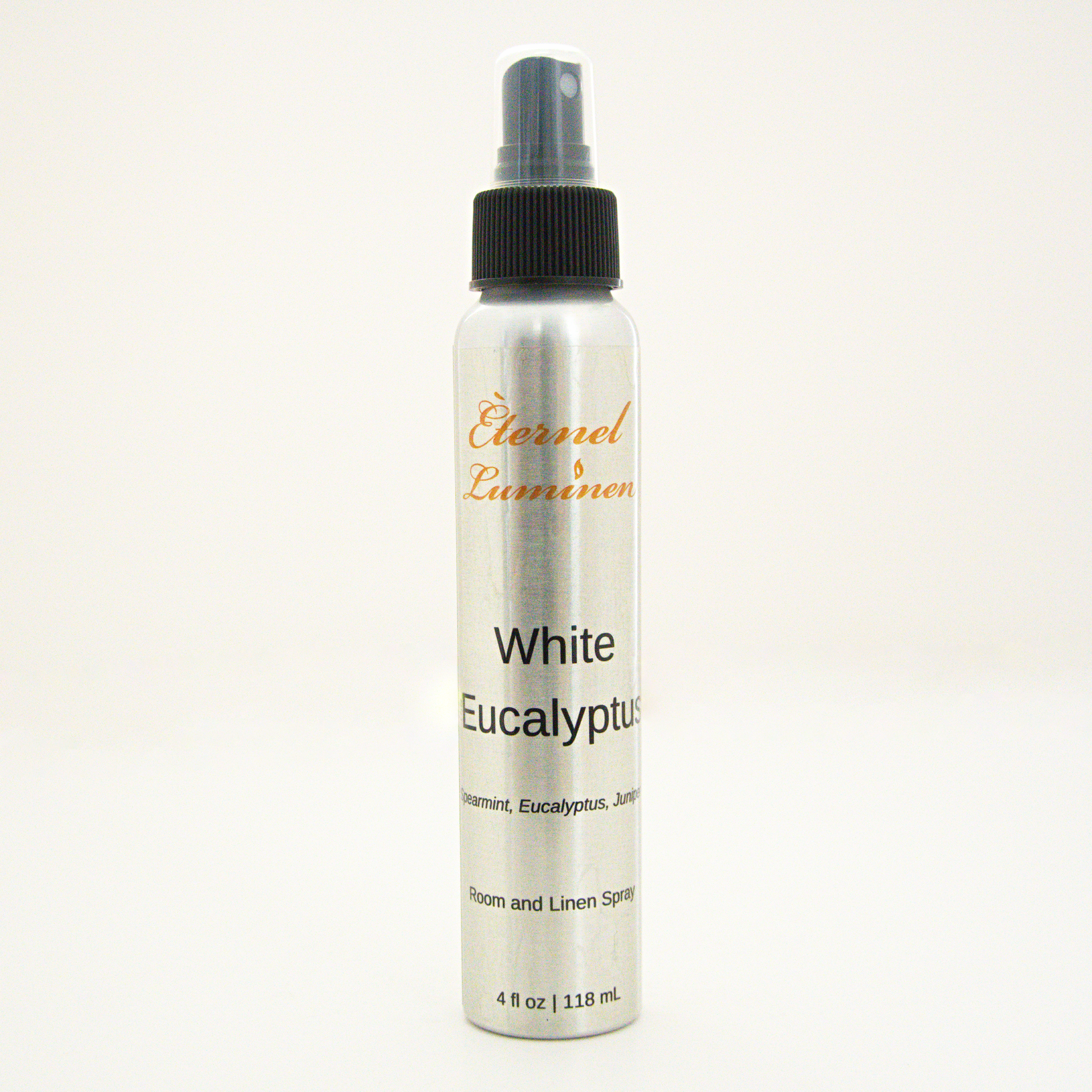 A 4oz White Sage & Lavender room & linen spray sitting against a white background made by Eternel Luminen. 